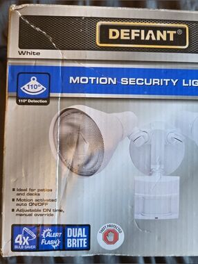 Defiant Motion Security Light Dual Head Outdoor Flood Light White 110° Detection